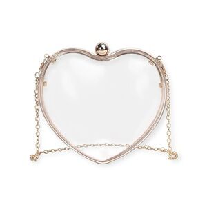 SOTM ❤︎︎ Heart Shaped Clear Acrylic Evening Clutch Bag ❤︎︎ Gold Chain Strap ❤︎︎